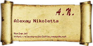 Alexay Nikoletta névjegykártya